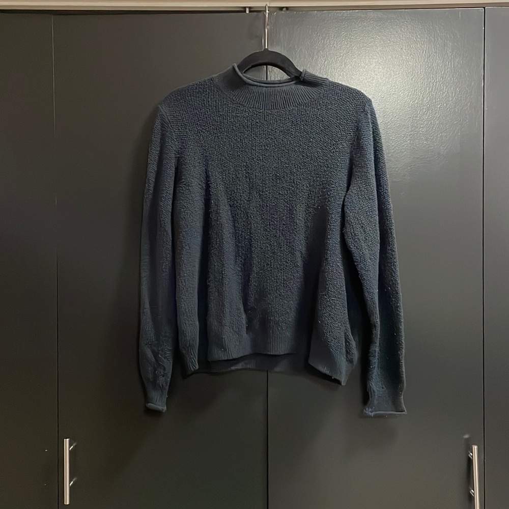 Abercrombie Mock Turtleneck Black Waffle Sweater Size L